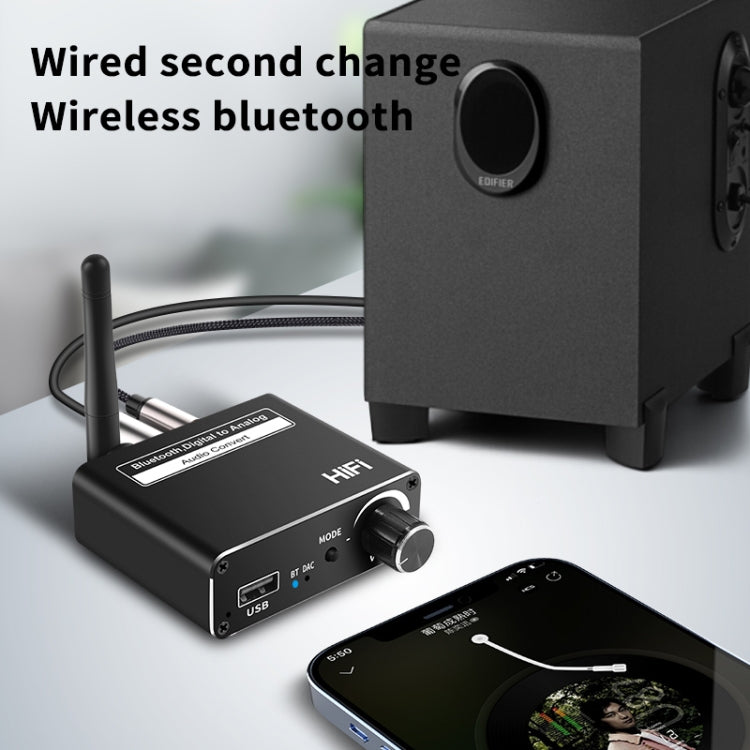 D18 Bluetooth Digital Audio Receiver with 3.5MM Jack to Analog Converter USB Player Adapter