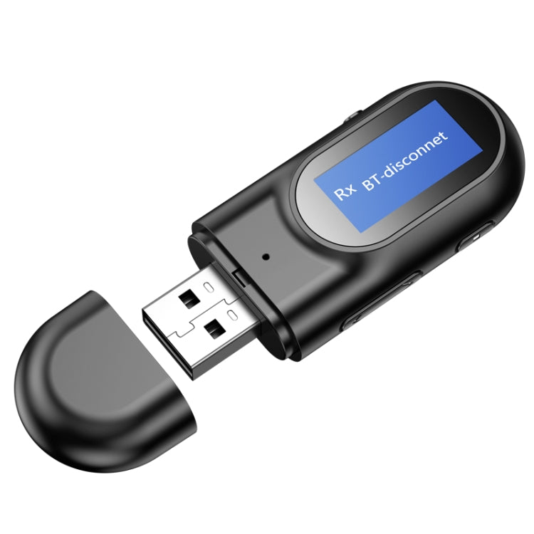 T17 USB Bluetooth 5.0 Receiver Transmitter 2 in 1 Audio Adapter with LCD Display for PC TV Car 3.5mm AUX, v5.0
