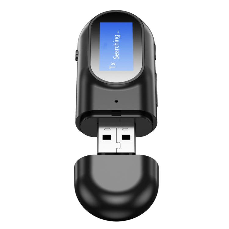 T17 USB Bluetooth 5.0 Receiver Transmitter 2 in 1 Audio Adapter with LCD Display for PC TV Car 3.5mm AUX, v5.0
