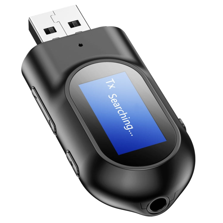 T17 USB Bluetooth 5.0 Receiver Transmitter 2 in 1 Audio Adapter with LCD Display for PC TV Car 3.5mm AUX, v5.0