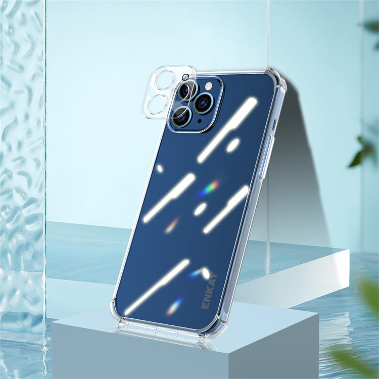 Hat-Prince ENKAY Clear TPU Shockproof Airbag Soft Case + Camera Lens Glass Film, For iPhone 12 Pro, For iPhone 12 Pro Max, For iPhone 12, For iPhone 12 mini, For iPhone 11 Pro, For iPhone 11 Pro Max, For iPhone 11