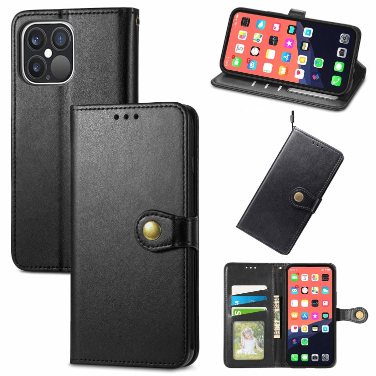 Solid Color Leather Buckle Phone Case with Lanyard & Photo Frame & Card Slot & Wallet & Stand Function