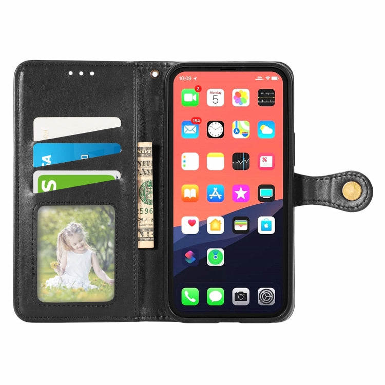 Solid Color Leather Buckle Phone Case with Lanyard & Photo Frame & Card Slot & Wallet & Stand Function