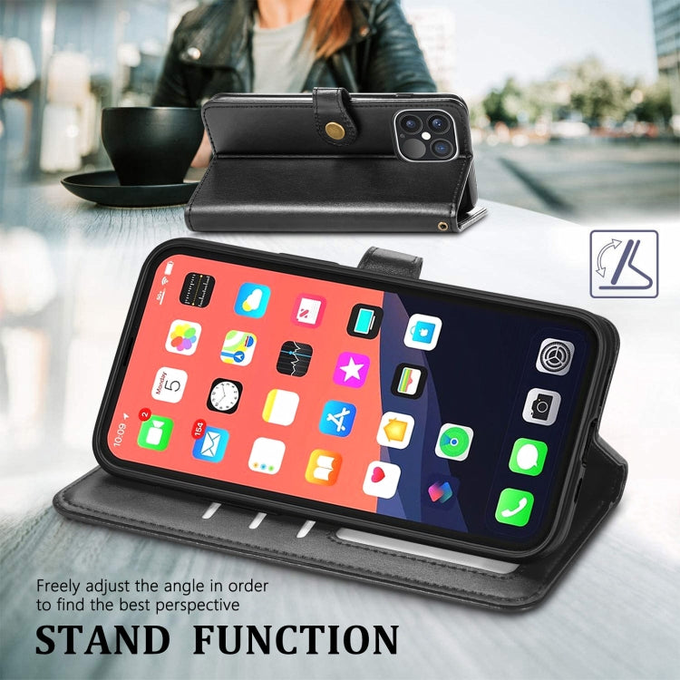 Solid Color Leather Buckle Phone Case with Lanyard & Photo Frame & Card Slot & Wallet & Stand Function