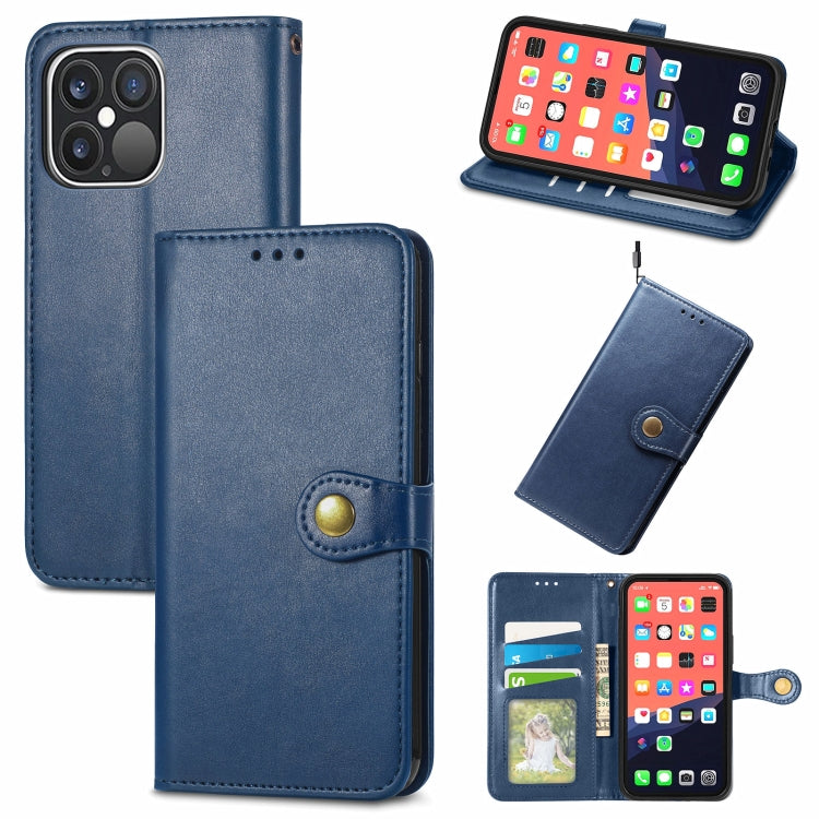 Solid Color Leather Buckle Phone Case with Lanyard & Photo Frame & Card Slot & Wallet & Stand Function