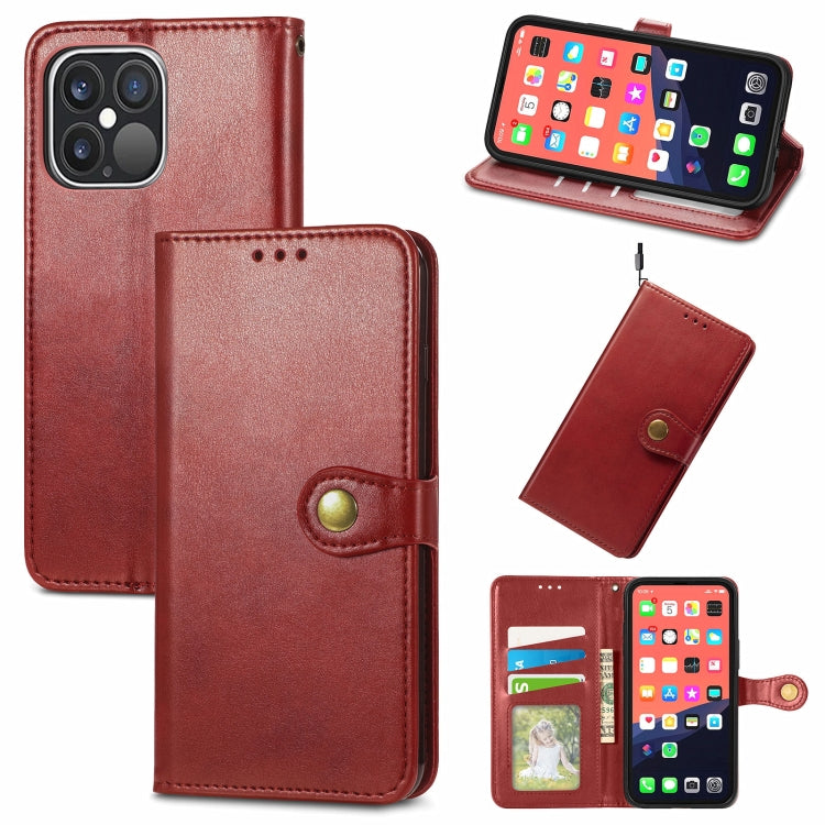 Solid Color Leather Buckle Phone Case with Lanyard & Photo Frame & Card Slot & Wallet & Stand Function