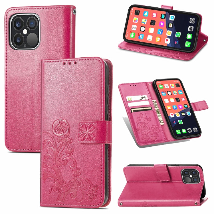 Four-leaf Clover Clasp Embossed Buckle Mobile Phone Protection Leather Case with Lanyard & Card Slot & Wallet & Bracket Function