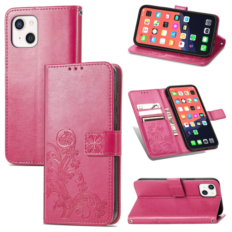 Four-leaf Clover Clasp Embossed Buckle Mobile Phone Protection Leather Case with Lanyard & Card Slot & Wallet & Bracket Function