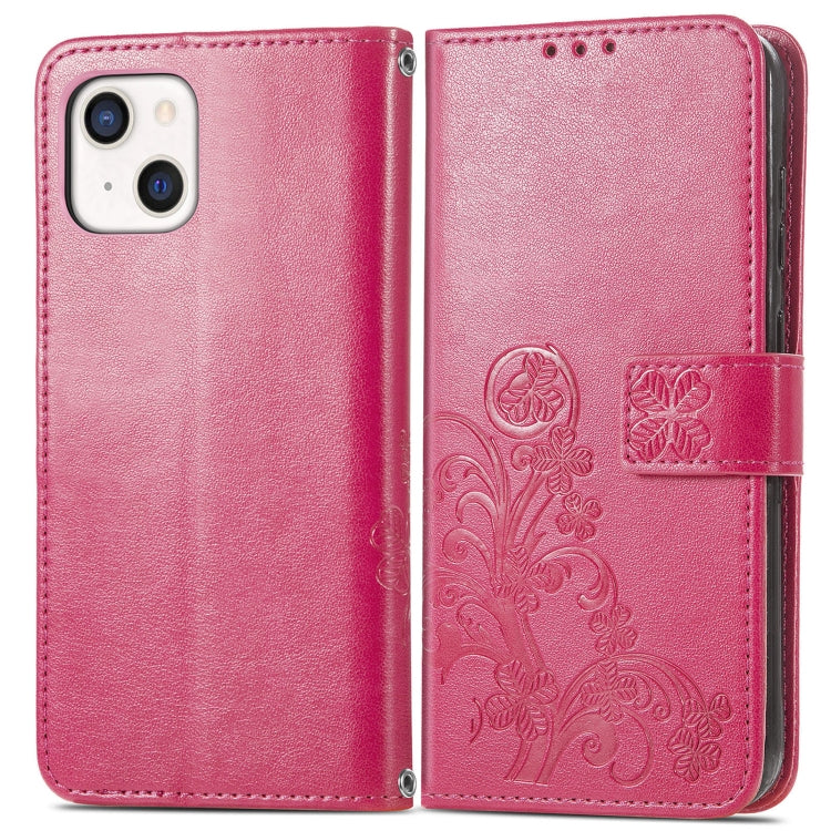 Four-leaf Clover Clasp Embossed Buckle Mobile Phone Protection Leather Case with Lanyard & Card Slot & Wallet & Bracket Function