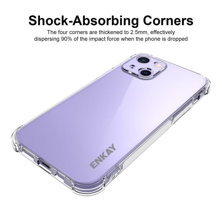 Hat-Prince ENKAY Clear TPU Shockproof Soft Case Drop Protection Cover + Clear HD Tempered Glass Protector Film, For iPhone 13 mini, For iPhone 13, For iPhone 13 Pro, For iPhone 13 Pro Max