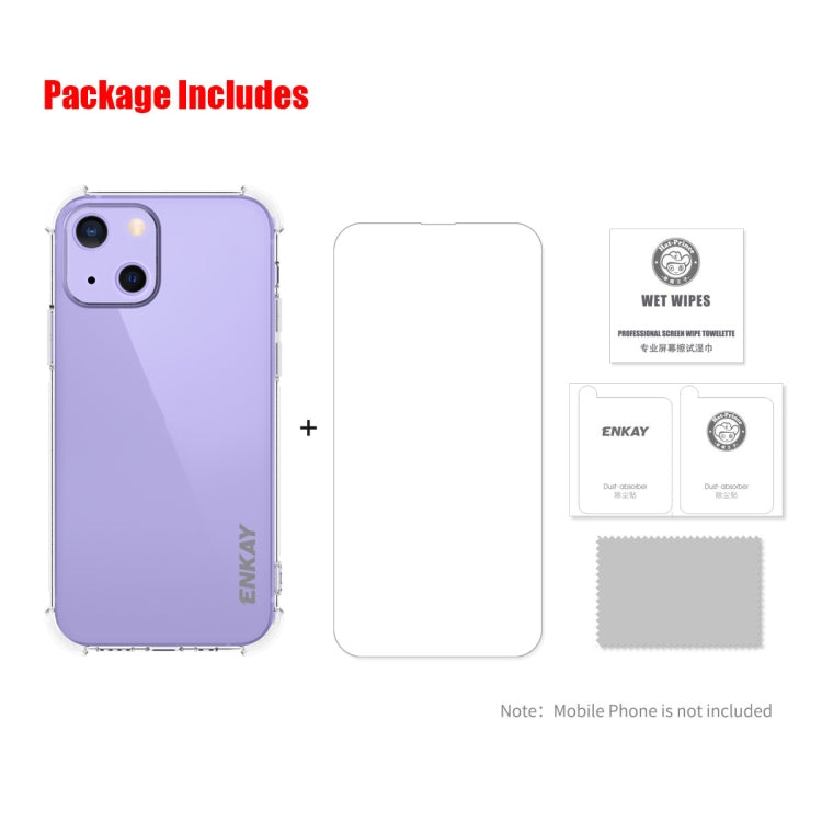 Hat-Prince ENKAY Clear TPU Shockproof Soft Case Drop Protection Cover + Clear HD Tempered Glass Protector Film, For iPhone 13 mini, For iPhone 13, For iPhone 13 Pro, For iPhone 13 Pro Max