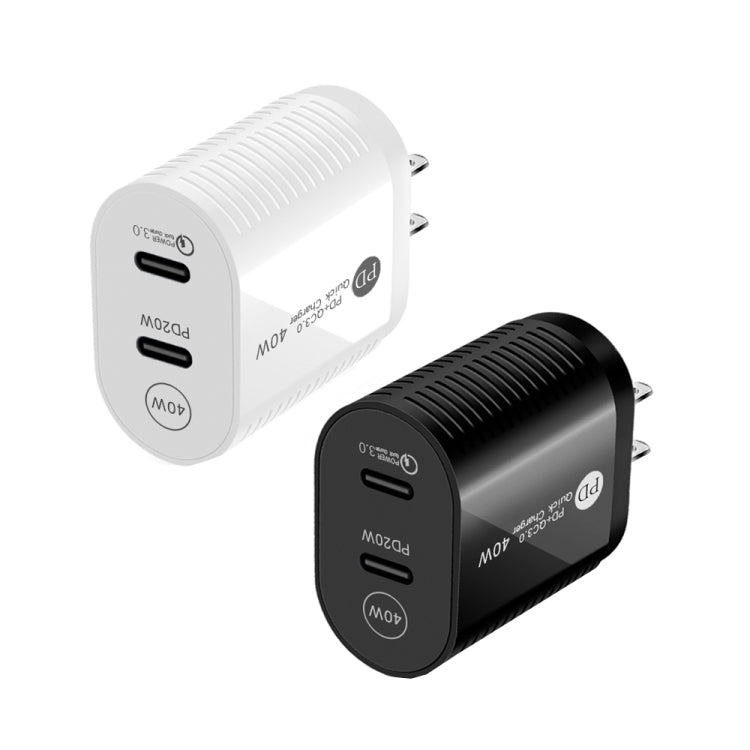 40W Dual Port PD / Type-C Fast Charger for iPhone / iPad Series, US Plug, US Plug