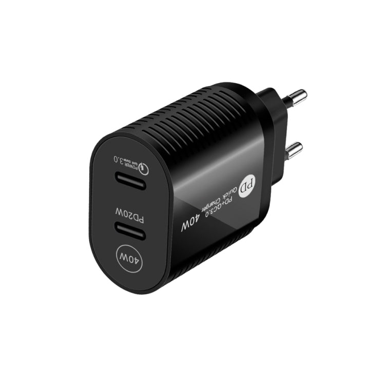 40W Dual Port PD / Type-C Fast Charger for iPhone / iPad Series, EU Plug, EU Plug