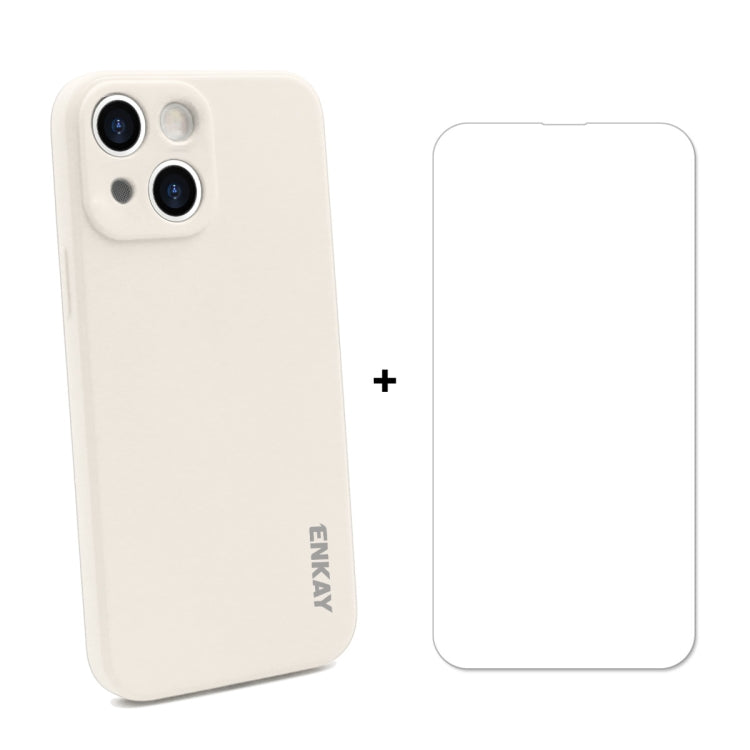 Coque de protection antichoc en silicone liquide Hat-Prince ENKAY + protection d'écran en verre trempé 9H pour iPhone 13 mini