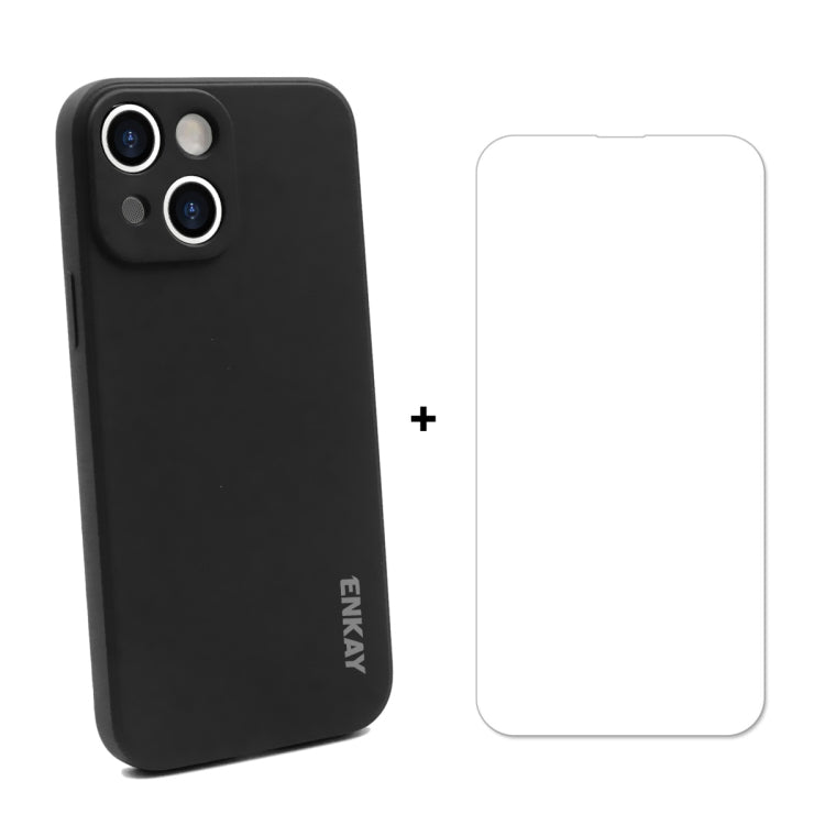 Coque de protection antichoc en silicone liquide Hat-Prince ENKAY + protection d'écran en verre trempé 9H pour iPhone 13 mini