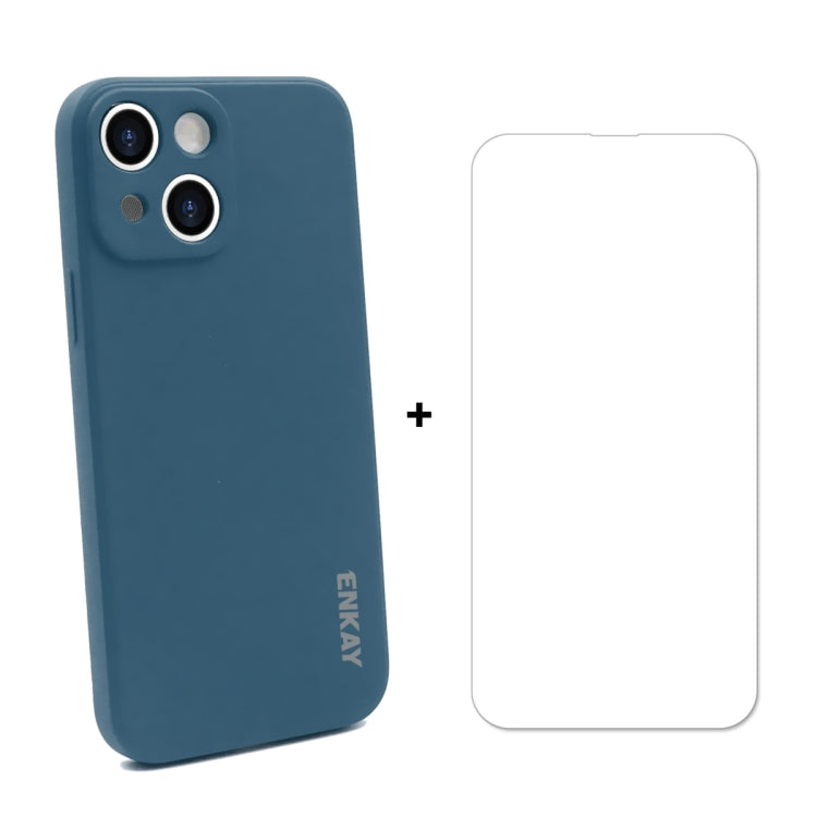 Coque de protection antichoc en silicone liquide Hat-Prince ENKAY + protection d'écran en verre trempé 9H pour iPhone 13 mini