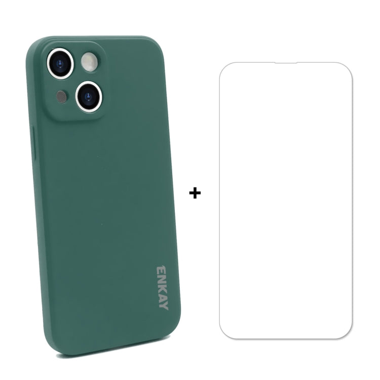 Coque de protection antichoc en silicone liquide Hat-Prince ENKAY + protection d'écran en verre trempé 9H pour iPhone 13 mini