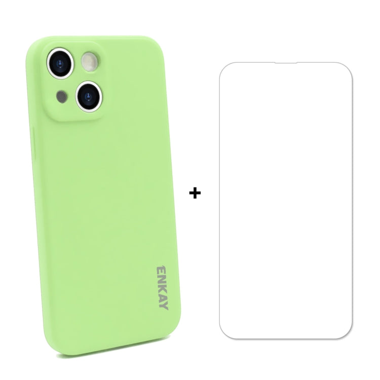 Coque de protection antichoc en silicone liquide Hat-Prince ENKAY + protection d'écran en verre trempé 9H pour iPhone 13 mini