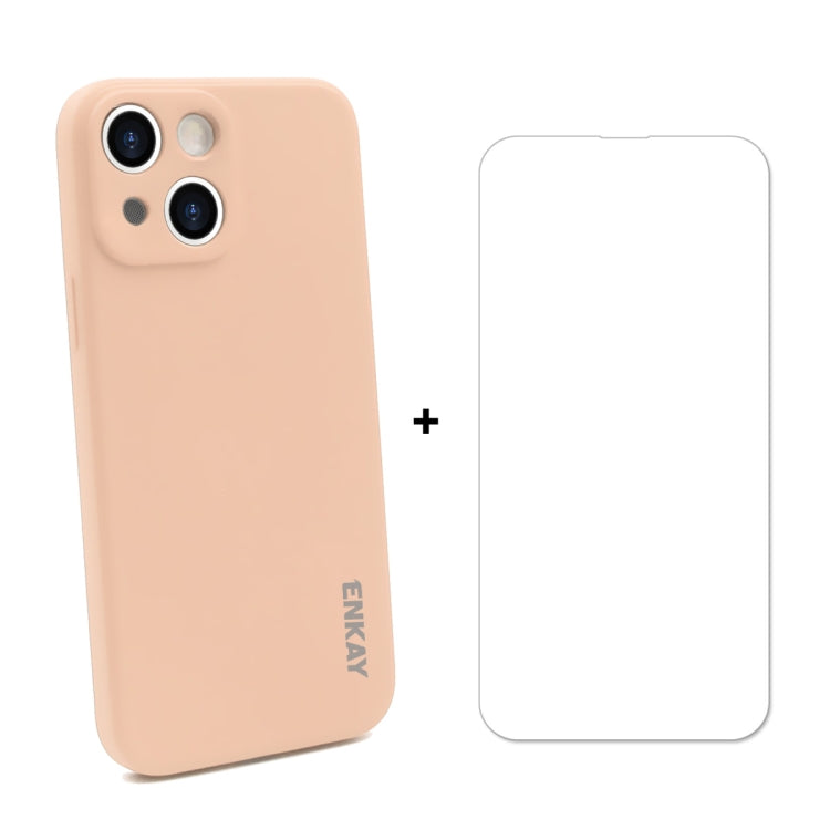Coque de protection antichoc en silicone liquide Hat-Prince ENKAY + protection d'écran en verre trempé 9H pour iPhone 13 mini