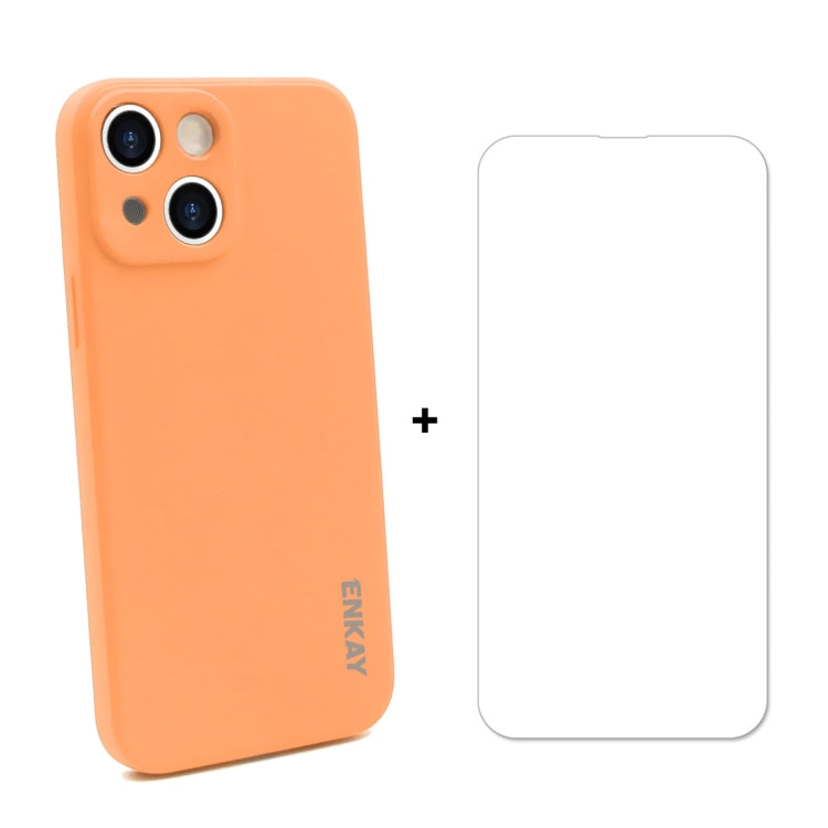 Coque de protection antichoc en silicone liquide Hat-Prince ENKAY + protection d'écran en verre trempé 9H pour iPhone 13 mini