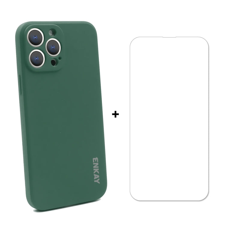 Coque de protection antichoc en silicone liquide Hat-Prince ENKAY + protection d'écran en verre trempé 9H pour iPhone 13 Pro Max