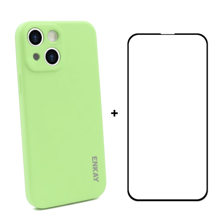 Coque de protection antichoc en silicone liquide Hat-Prince ENKAY + film de protection en verre trempé à couverture complète pour iPhone 13