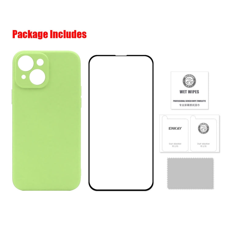 Coque de protection antichoc en silicone liquide Hat-Prince ENKAY + film de protection en verre trempé à couverture complète pour iPhone 13