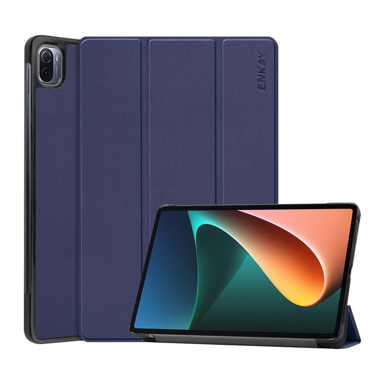 For Xiaomi Mi Pad 5 / 5 Pro ENKAY Custer Texture Horizontal Flip PU+PC Leather Case with Three-folding Holder & Sleep / Wake-up Function, For Xiaomi Mi Pad 5 / 5 Pro