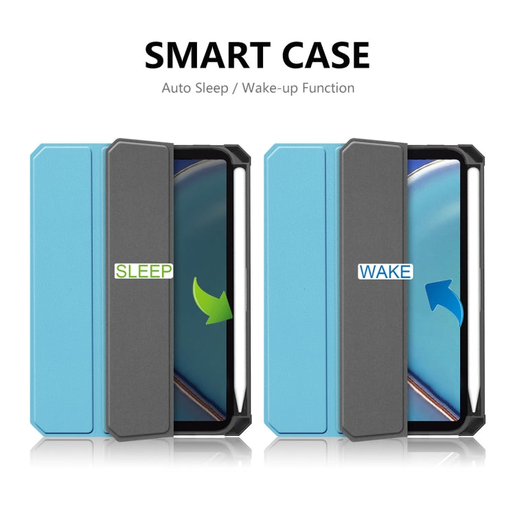 Étui à rabat horizontal en cuir PU et TPU ENKAY Custer avec support pliable en trois parties, fonction veille/réveil et porte-stylo pour iPad mini 2024/mini 6, pour iPad mini 6 2021