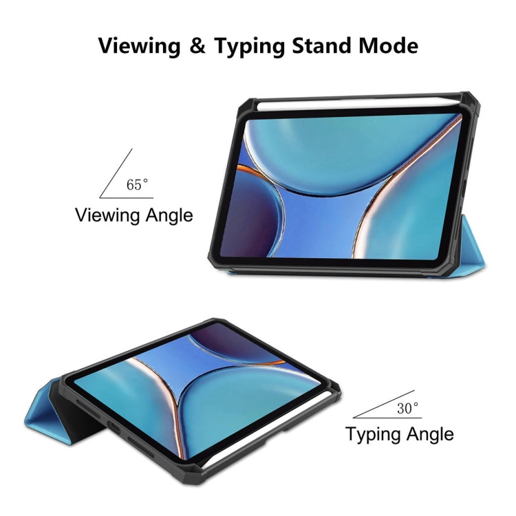 Étui à rabat horizontal en cuir PU et TPU ENKAY Custer avec support pliable en trois parties, fonction veille/réveil et porte-stylo pour iPad mini 2024/mini 6, pour iPad mini 6 2021