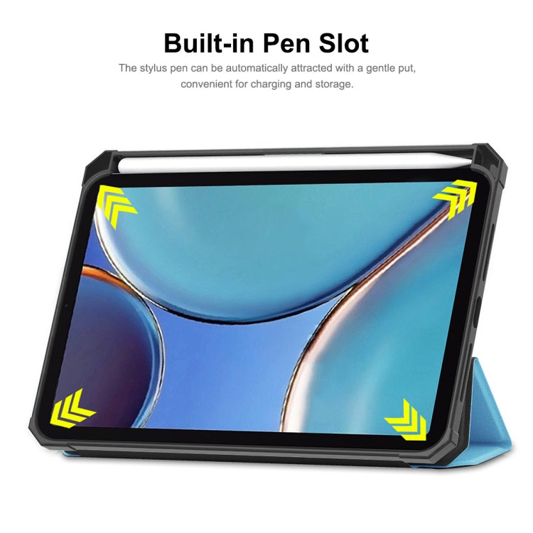 Étui à rabat horizontal en cuir PU et TPU ENKAY Custer avec support pliable en trois parties, fonction veille/réveil et porte-stylo pour iPad mini 2024/mini 6, pour iPad mini 6 2021