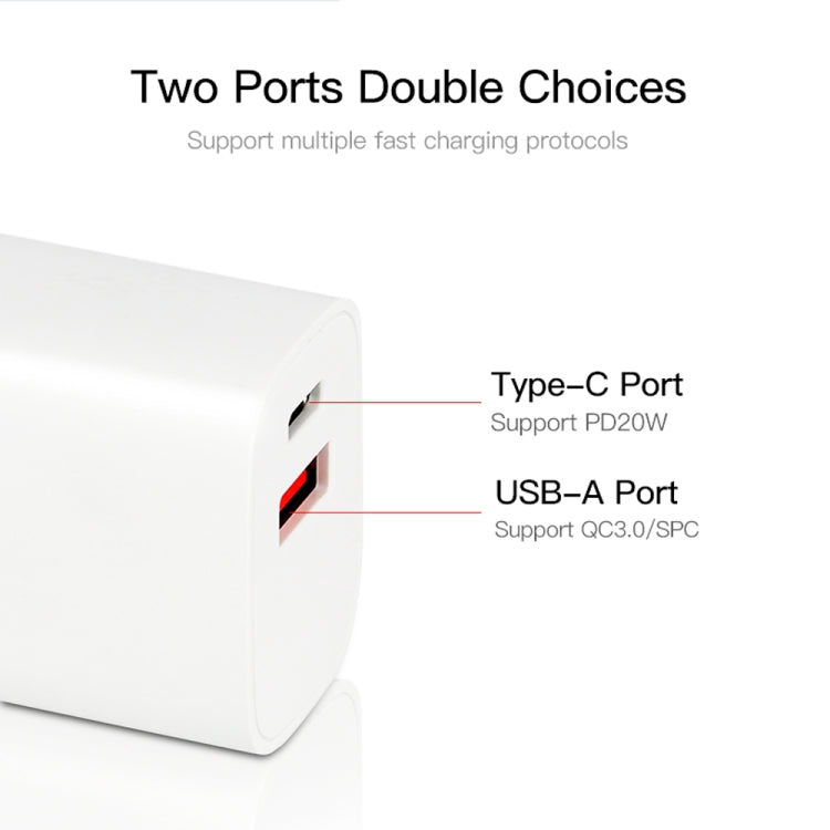 Chargeur rapide portable mini CS-20W PD3.0 + QC3.0 à deux ports avec câble de données USB 3 A vers 8 broches, chargeur + câble USB vers 8 broches
