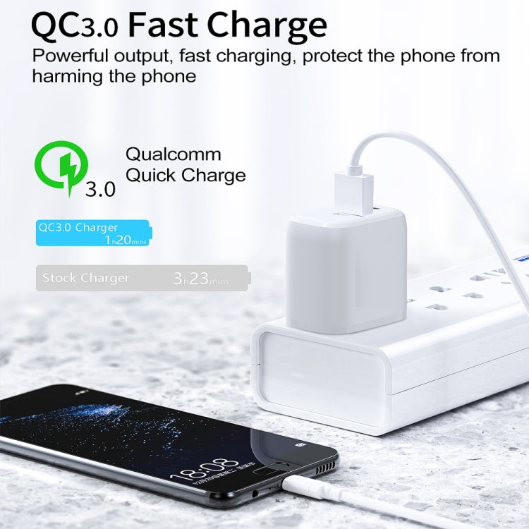 Chargeur rapide portable mini CS-20W PD3.0 + QC3.0 à deux ports avec câble de données USB 3 A vers 8 broches, chargeur + câble USB vers 8 broches