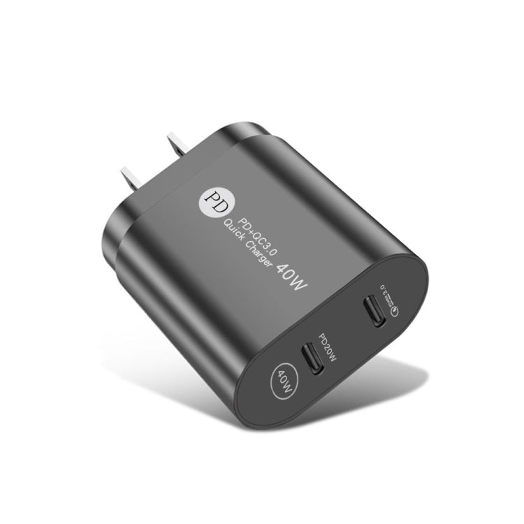 002 40W Dual Port PD USB-C / Type-C Fast Charger for iPhone / iPad Series, US Plug, US Plug