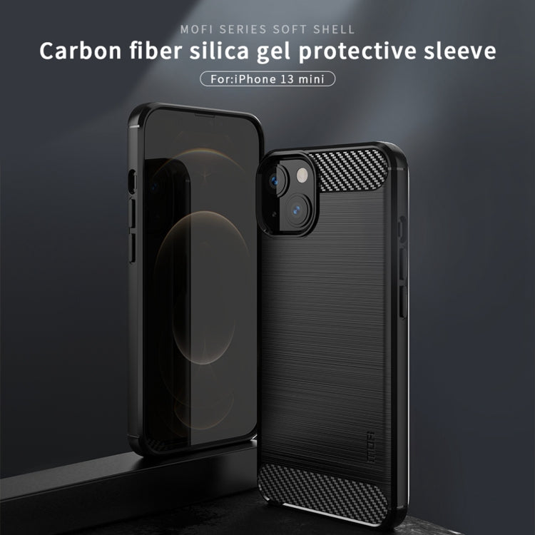 MOFI Gentleness Series Brushed Texture Carbon Fiber Soft TPU Case, For iPhone 13 mini, For iPhone 13, For iPhone 13 Pro, For iPhone 13 Pro Max