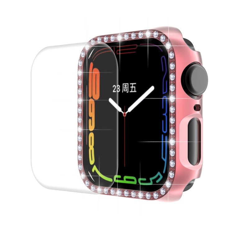 ENKAY Hat-Prince Electroplate PC Diamond Watch Case + Full Coverage Curved PET Screen Protector Film For Apple Watch Series 7 45mm