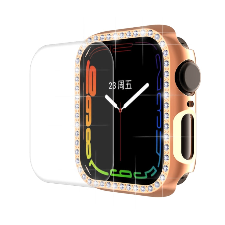 ENKAY Hat-Prince Electroplate PC Diamond Watch Case + Full Coverage Curved PET Screen Protector Film For Apple Watch Series 7 41mm