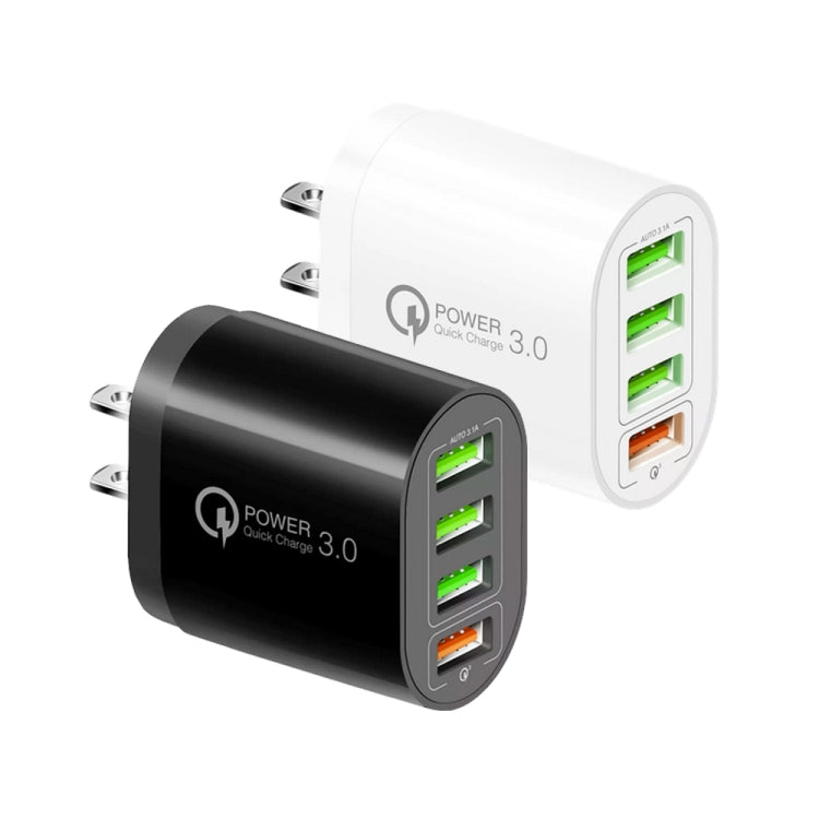 QC-04 QC3.0 + 3 x USB2.0 Multi-ports Charger with 3A USB to 8 Pin Data Cable,US Plug, US Plug + 8 Pin Cable