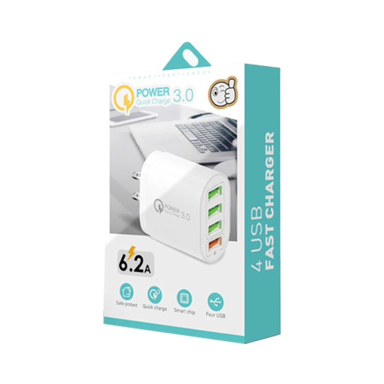 QC-04 QC3.0 + 3 x USB2.0 Multi-ports Charger with 3A USB to 8 Pin Data Cable,US Plug, US Plug + 8 Pin Cable