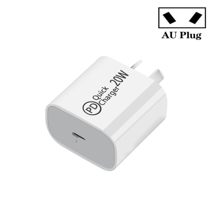 AU-20W PD USB-C / Type-C Travel Charger for Mobile Phone, AU Plug, AU Plug