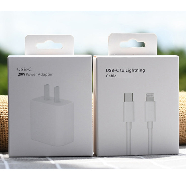 Chargeur de voyage AU-20W PD USB-C / Type-C avec câble de données USB-C vers 8 broches, prise AU, prise AU + câble PD 8 broches 1 m, prise AU + câble PD 8 broches 2 m