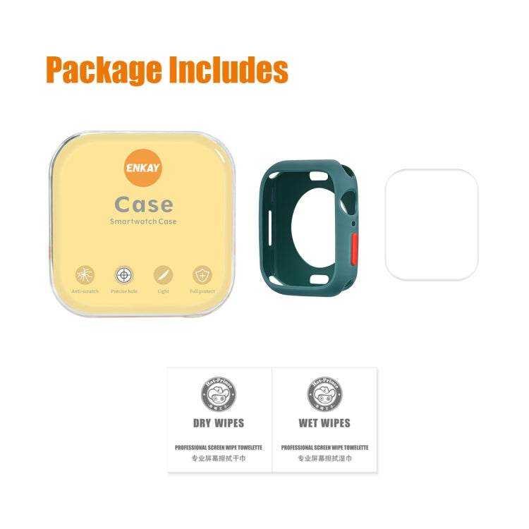 ENKAY  TPU Case  + Full Coverage PET Screen Protector, For Apple Watch Series 8 / 7 41mm, For Apple Watch Series 8 / 7 45mm
