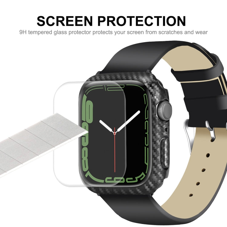 ENKAY Carbon Fiber PC Case + Full Coverage PET Screen Protector, For Apple Watch Series 8 / 7 41mm, For Apple Watch Series 8 / 7 45mm
