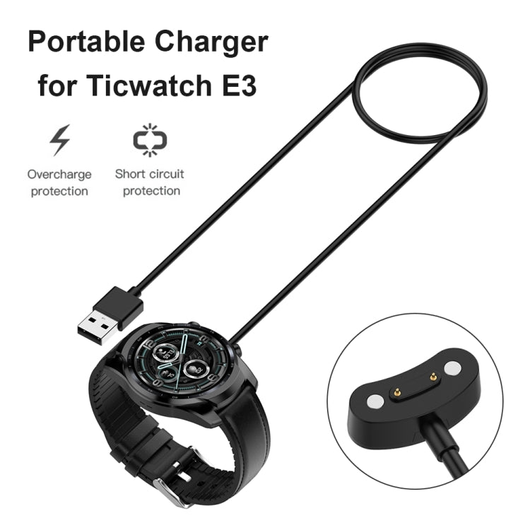 For Ticwatch E3 / Pro 3 / Pro 3 LTE Smart Watch Charging Cable, 1m Charging Station Power Adapter
