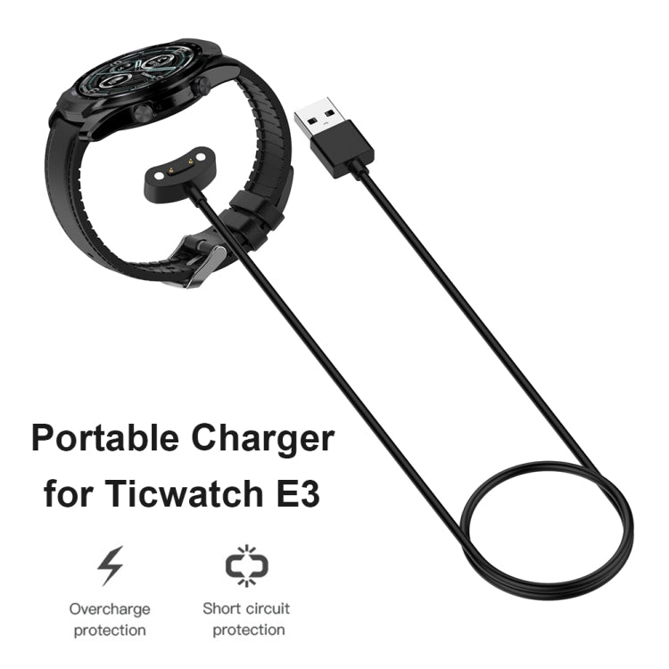 For Ticwatch E3 / Pro 3 / Pro 3 LTE Smart Watch Charging Cable, 1m Charging Station Power Adapter