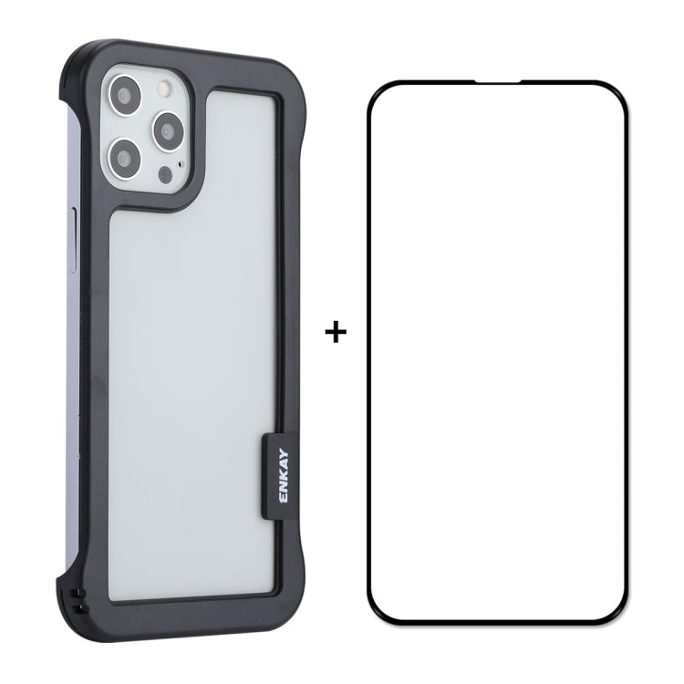 ENKAY Frameless Hollow PC Case + Glass Film for iPhone 12 Pro Max, For iPhone 12 Pro Max