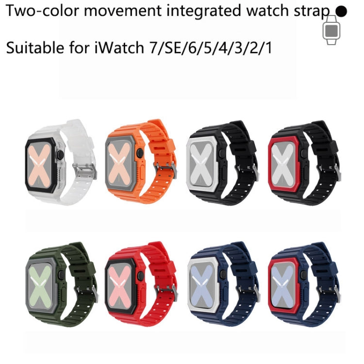 Silicone Strap with Case For Apple Watch Series, 7 41mm / 6&SE&5&4 40mm / 3&2&1 38mm, 7 45mm / 6&SE&5&4 44mm / 3&2&1 42mm