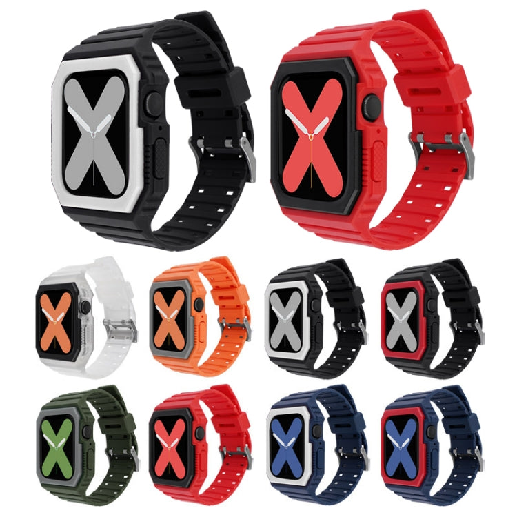 Silicone Strap with Case For Apple Watch Series, 7 41mm / 6&SE&5&4 40mm / 3&2&1 38mm, 7 45mm / 6&SE&5&4 44mm / 3&2&1 42mm