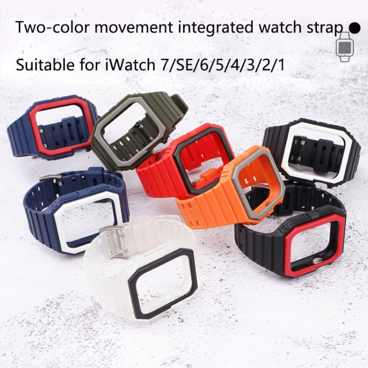 Silicone Strap with Case For Apple Watch Series, 7 41mm / 6&SE&5&4 40mm / 3&2&1 38mm, 7 45mm / 6&SE&5&4 44mm / 3&2&1 42mm