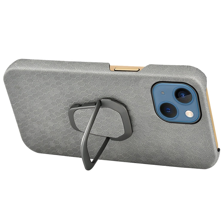 Ring Holder Honeycomb PU Phone Case For iPhone 13, For iPhone 13